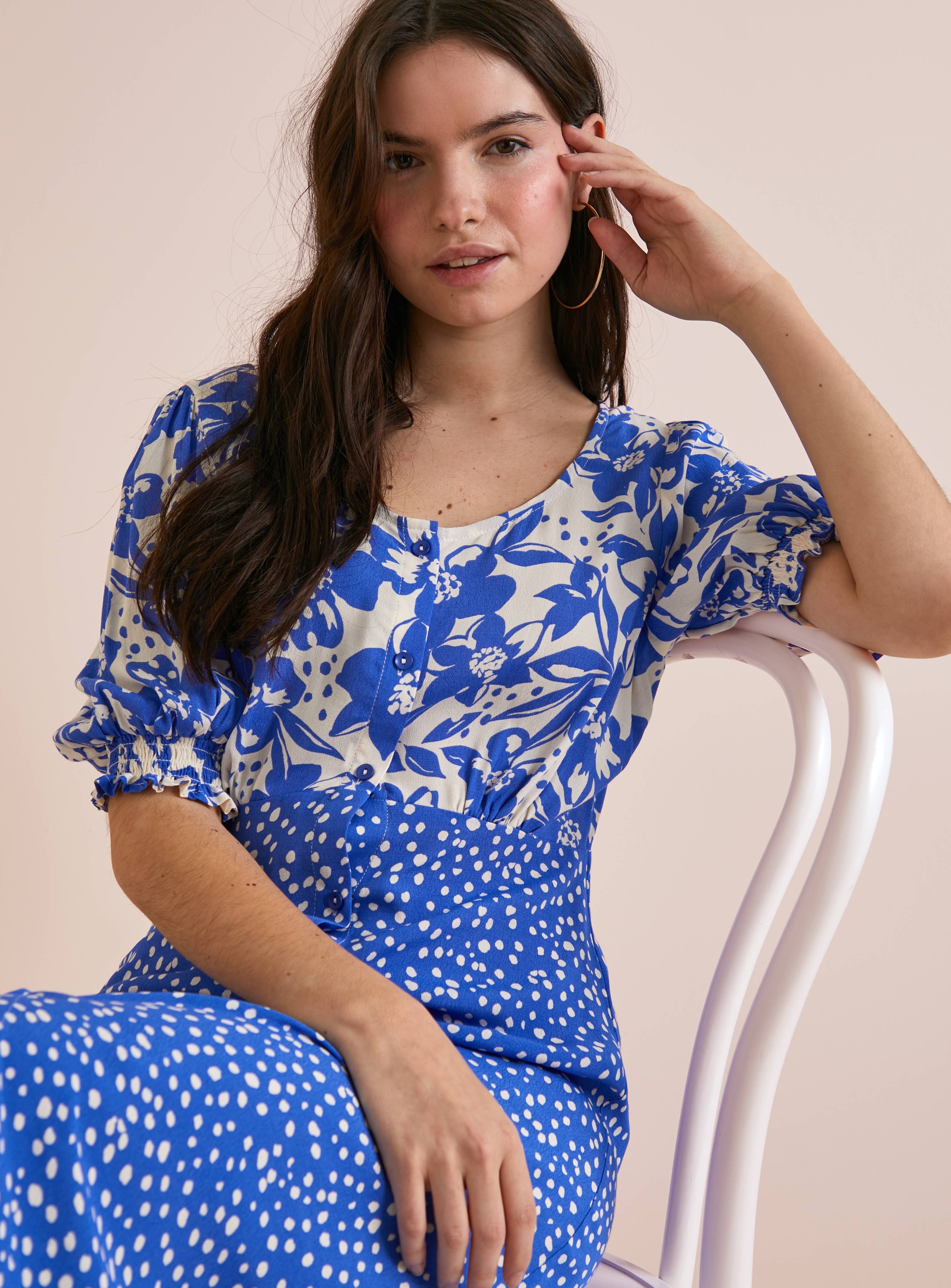Everbelle Patchwork Dotty Floral Midi Dress 18 - Image 2